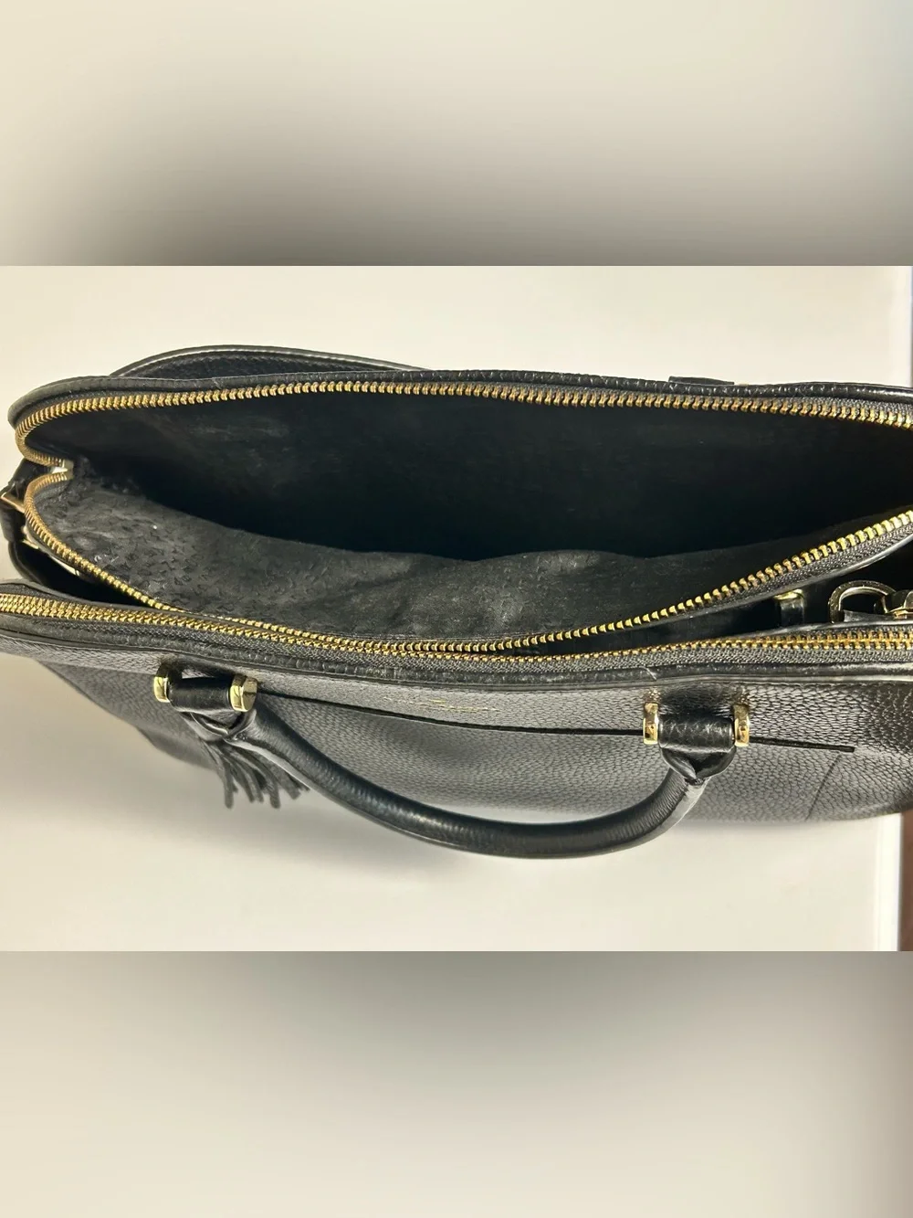 Kate Spade Chester Street Black Pebbled Leather Satchel with Tassel Zip
